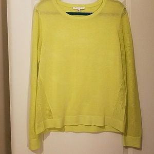 Cabi open back mesh sleeve knit sweater